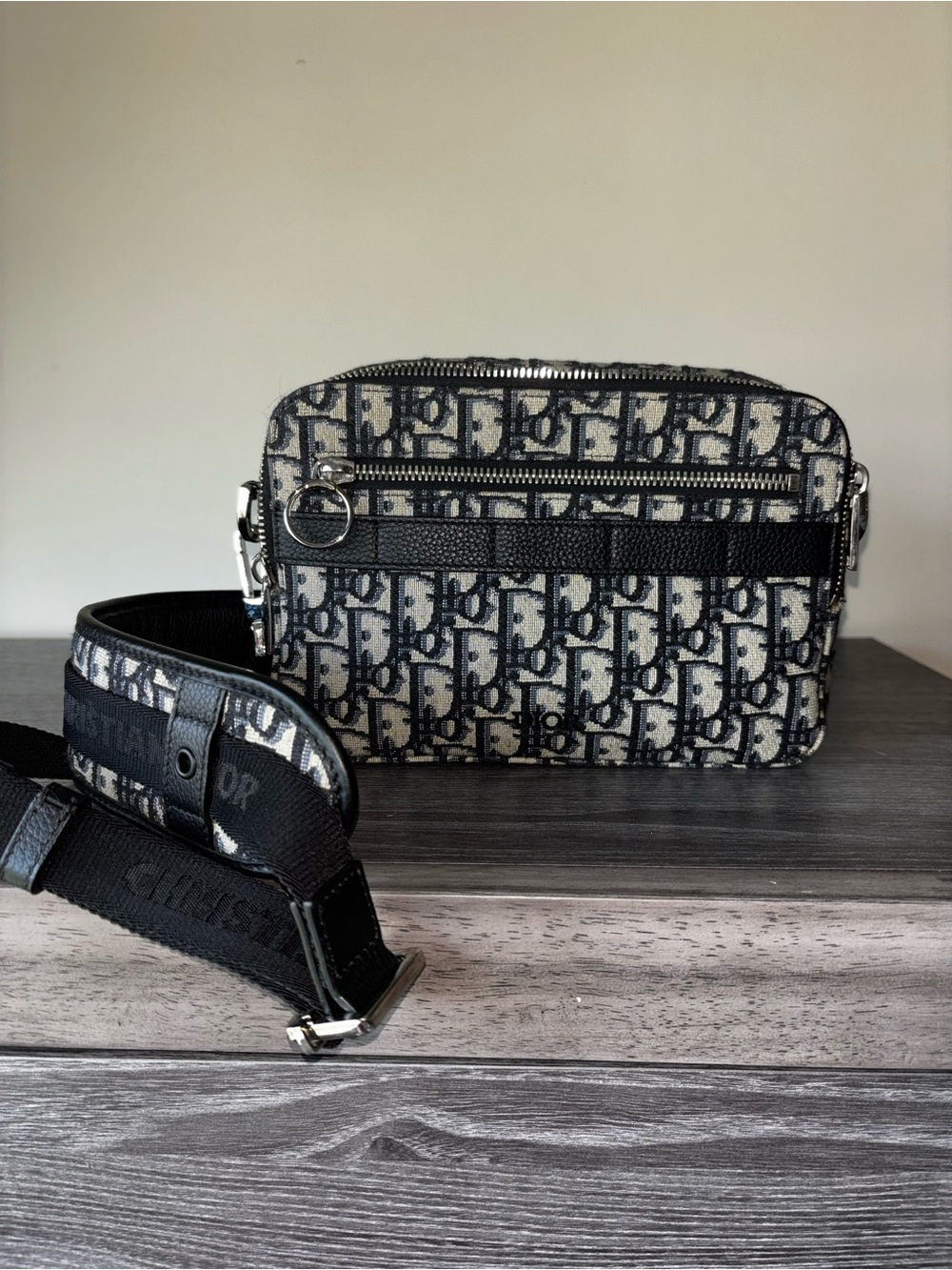 Dior Canvas Double Zip Camera Bag Oblique Jacquard
